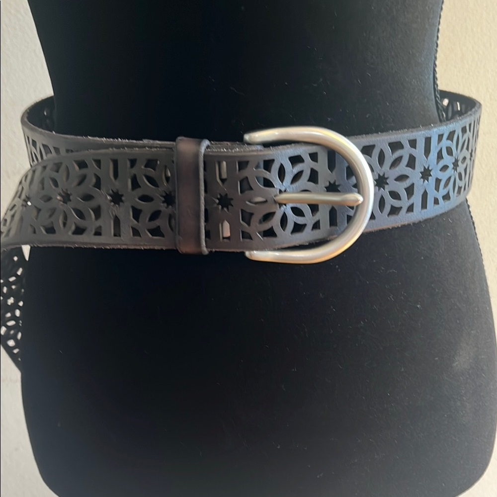 Black and Silver Embossed Leather Belt